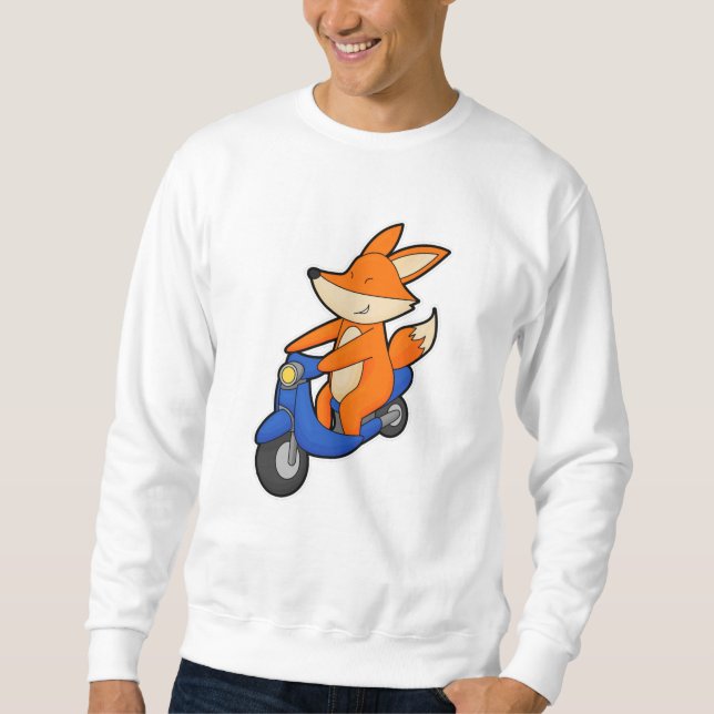 Sweatshirt Renard comme Biker avec Scooter (Devant)