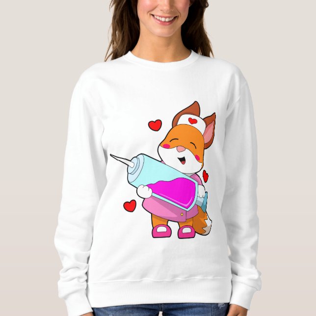 Sweatshirt Renard comme infirmière avec seringue (Devant)