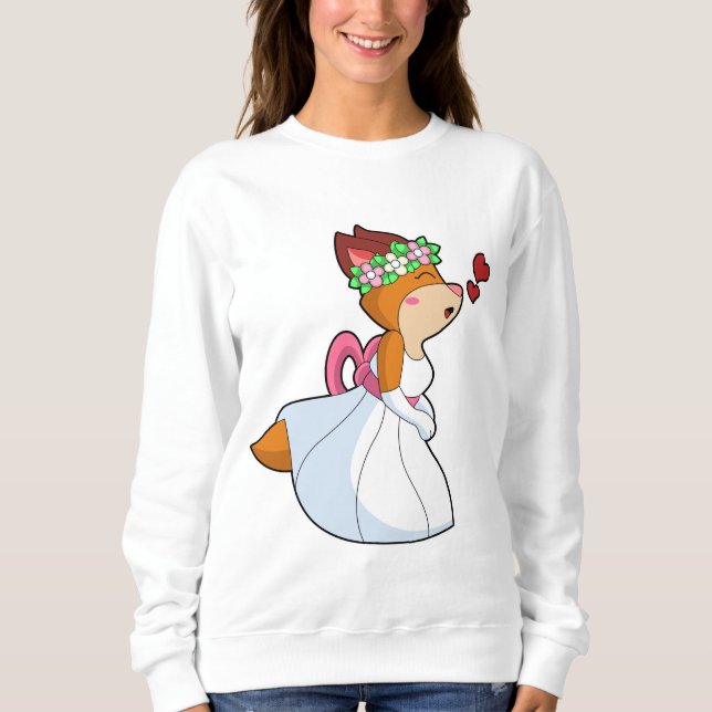Sweatshirt Renard comme mariée avec une robe de mariée et cou (Devant)