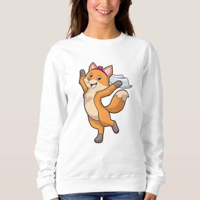 Sweatshirt Renard comme mariée avec voile et cœur (Devant)