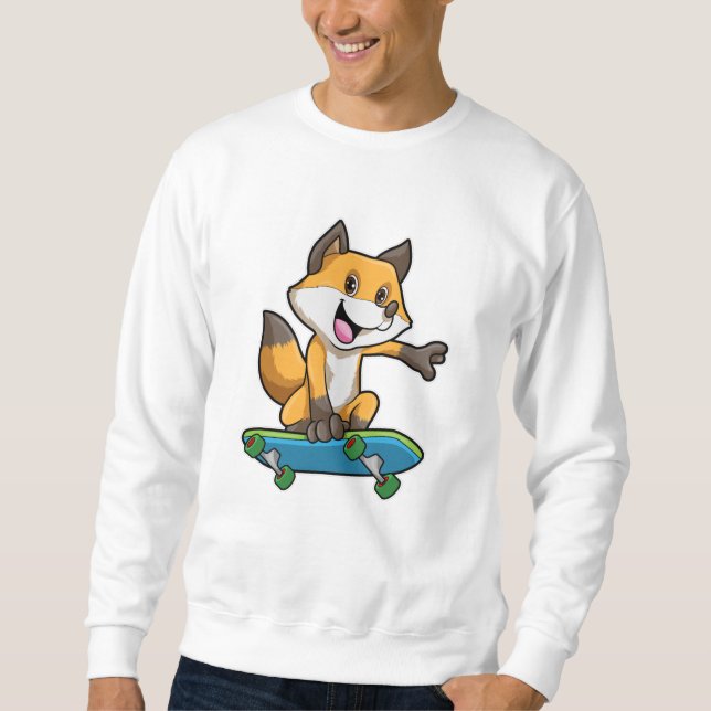 Sweatshirt Renard comme patineur avec skateboard (Devant)