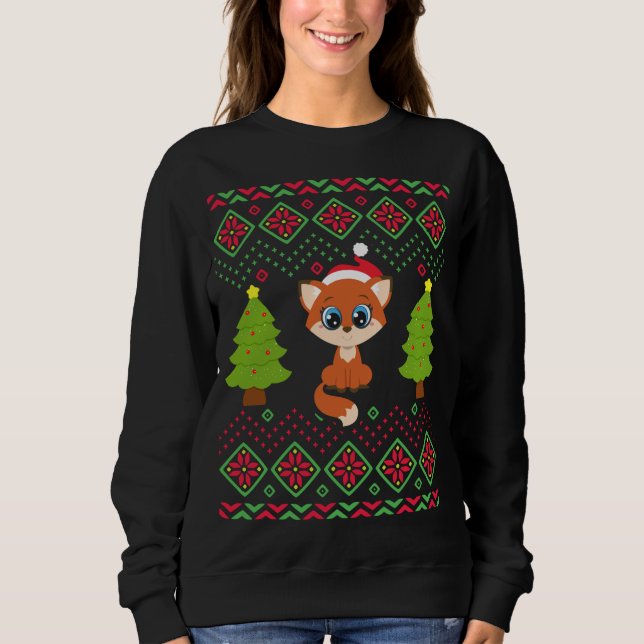 Sweatshirt Renard de Noël drôle classique laide doux amour Fo (Devant)