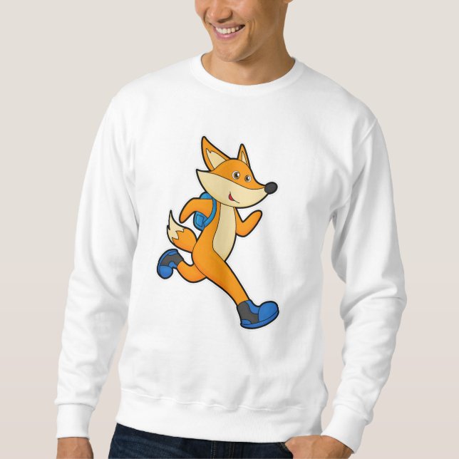 Sweatshirt Renard en course avec sac à dos (Devant)