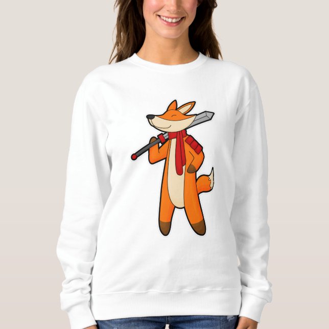 Sweatshirt Renard en guerrier avec épée et écharpe (Devant)