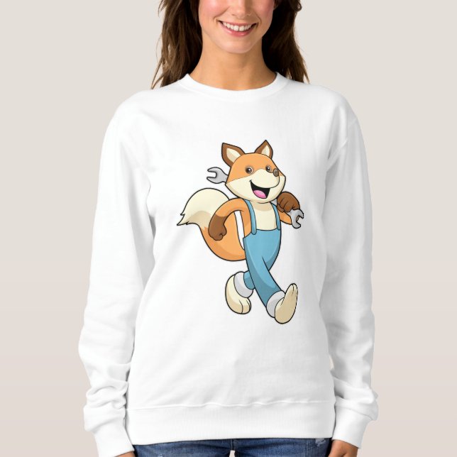 Sweatshirt Renard en mécanicien avec clé à écrou (Devant)
