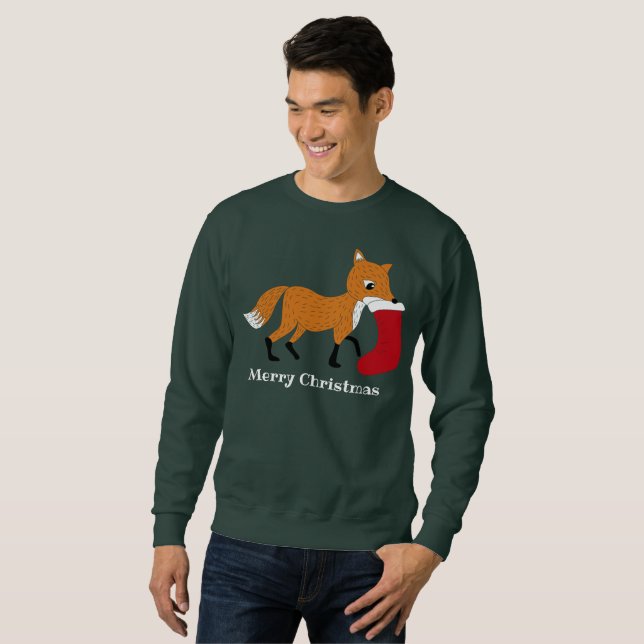 Sweatshirt Renard festif avec réserve de Noël Graphique perso (Devant entier)