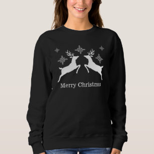 Sweatshirt Rennes blancs avec flocons de neige Joyeux Noël