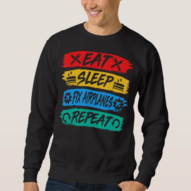 Sweatshirt Réparer le sommeil Aéronefs Répéter l'aéronef Méca (Devant)