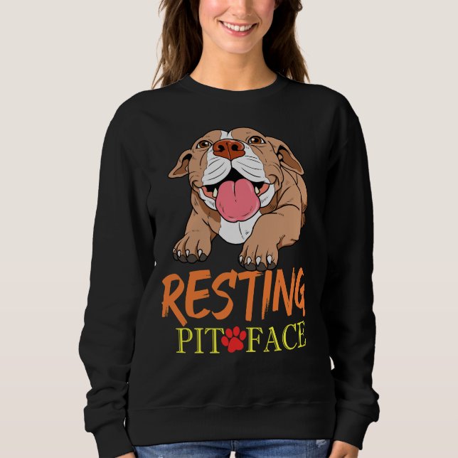 Sweatshirt Repose Pit Face Pitbull Pit Bull Terrier Produit (Devant)