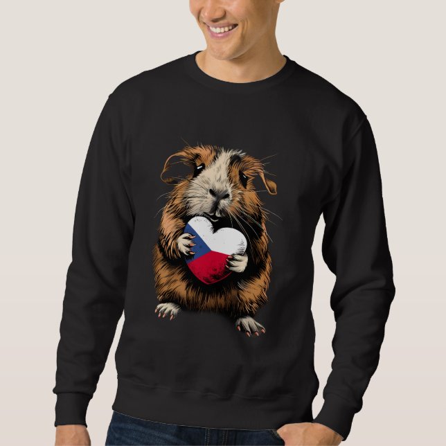 Sweatshirt République tchèque Guinée Pig Tchèque Drapeau Coeu (Devant)