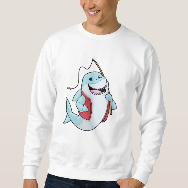 Sweatshirt Requin à la pêche avec canne à pêche (Devant)