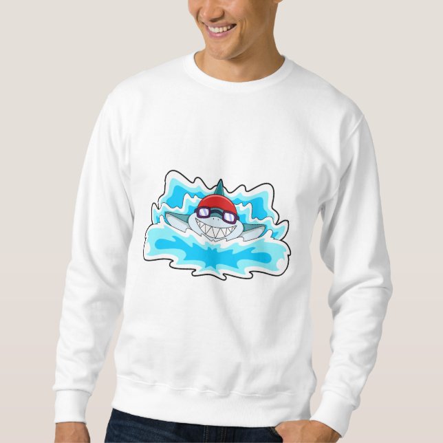 Sweatshirt Requin à nager avec lunettes de natation (Devant)