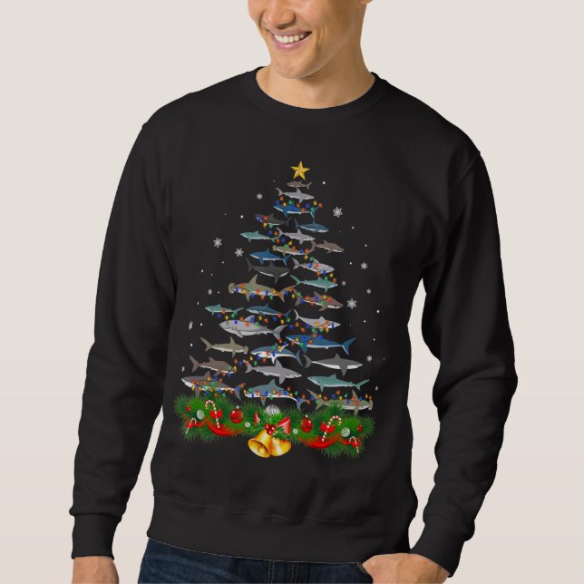 Sweatshirt requin noël arbre requin cadeaux hommes femmes (Devant)