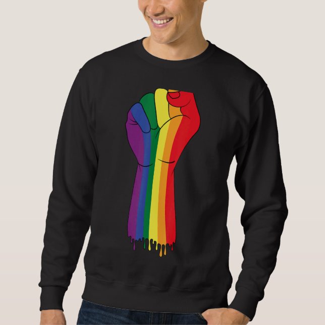 Sweatshirt Résistez au Gay pride d'indicateur Arc-en-ciel (Devant)