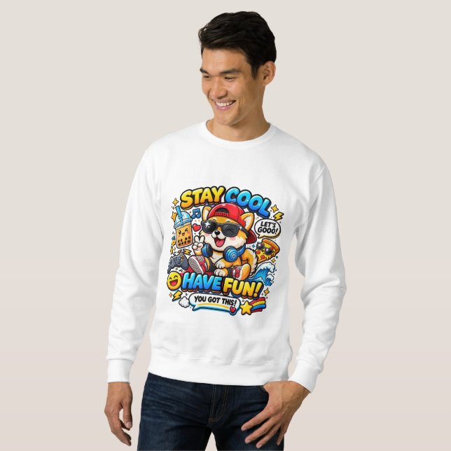 Sweatshirt Restez Cool Corgi   (Devant entier)