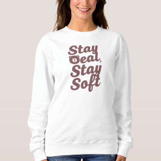 Sweatshirt "Restez Cosy Restez Gentil" avec un ours mignon (Devant)