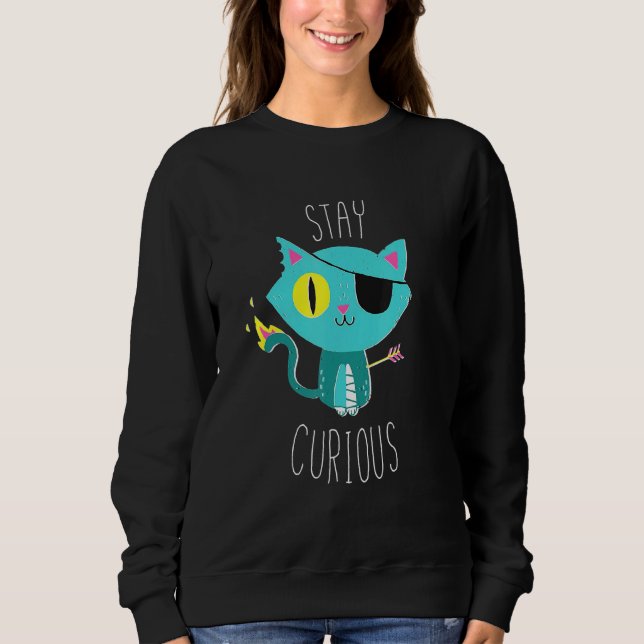 Sweatshirt Restez Curieux Chat Chat (Devant)