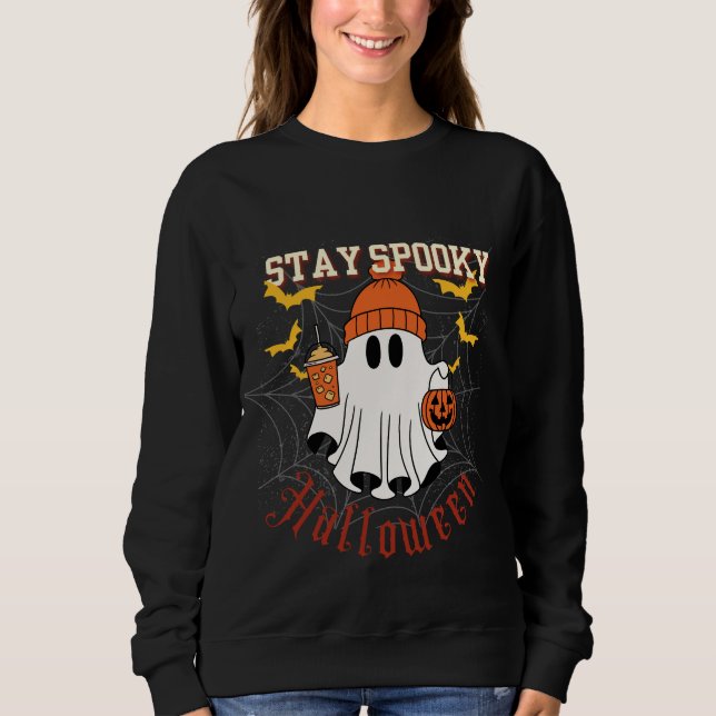 Sweatshirt Restez Fantomatique Halloween Fantôme (Devant)