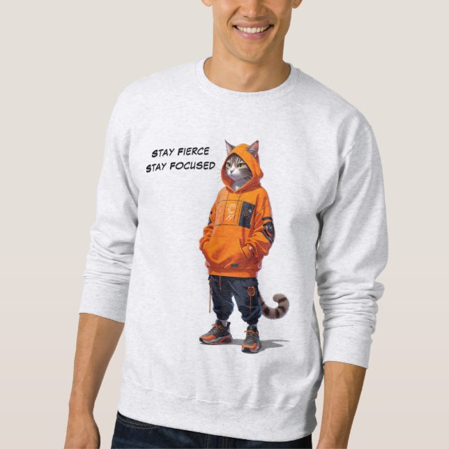 Sweatshirt Restez Féroce, Restez Concentré - Personnalisable (Devant)