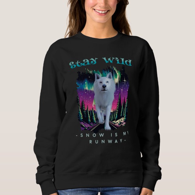 Sweatshirt Restez sauvage Loup de l'Arctique (Devant)