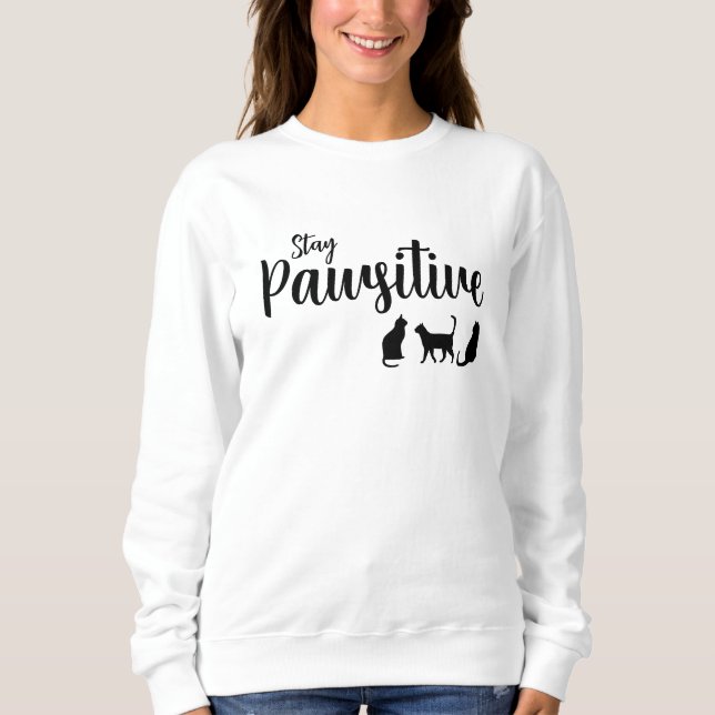 Sweatshirt Restez un chat noir à la mode (Devant)