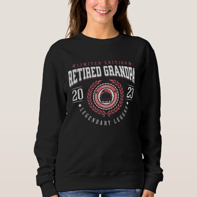 Sweatshirt Retired Grandpa Promoted To Grandpa 2023 Hawaii Re (Devant)