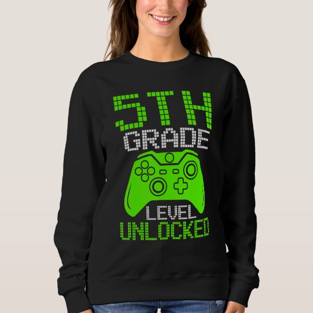 Sweatshirt Retour à l'école 5e année niveau jeu vidéo déverro (Devant)