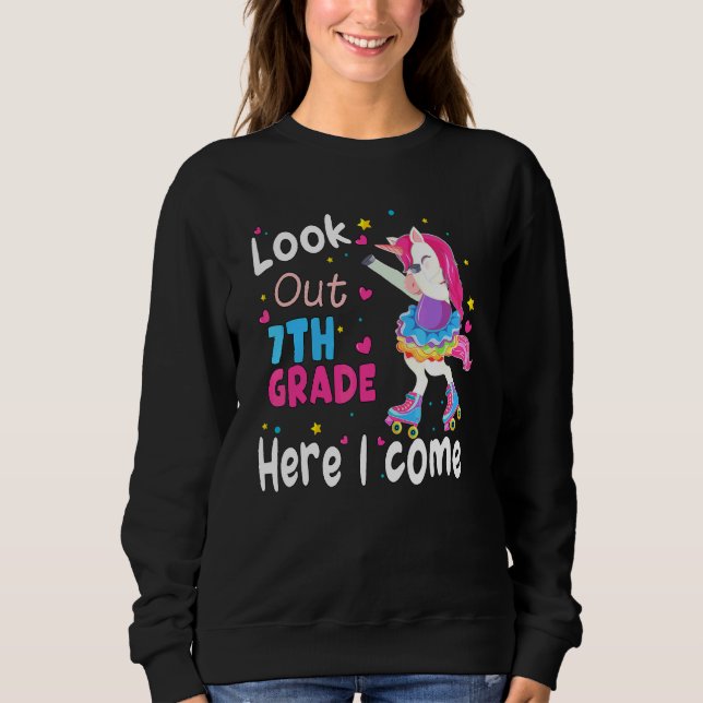 Sweatshirt Retour à l'école Attention 7e année j'arrive Licor (Devant)