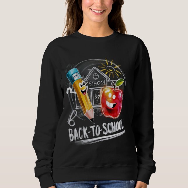Sweatshirt Retour À L'École Chalk Enseignant Funny Enfants Pr (Devant)