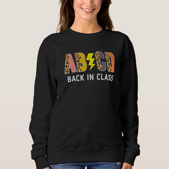Sweatshirt Retour à l'école Enseignant Élèves Léopard Abcd Re (Devant)
