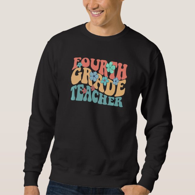 Sweatshirt Retour À L'École Fleur mignonne 4e année Teache (Devant)