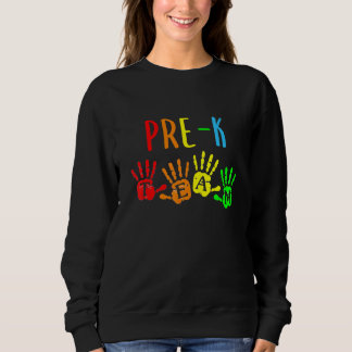 Sweatshirt Retour À L'École Prek Teacher Team Handprints
