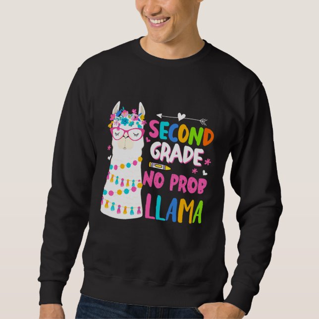 Sweatshirt Retour en 2e année sans problème Lama Enseignant É (Devant)