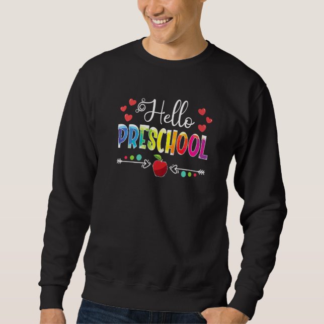 Sweatshirt Retourner À L'École Bonjour Préscolaire Enseignant (Devant)
