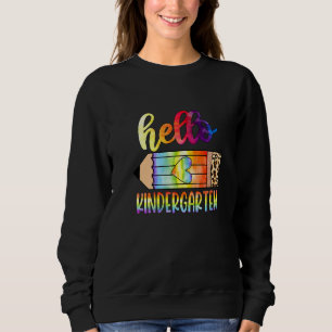 Sweatshirt Retourner À L'École Hello Kindergarten Leopard Tie