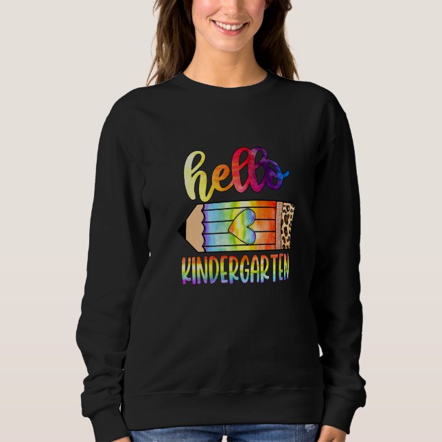 Sweatshirt Retourner À L'École Hello Kindergarten Leopard Tie (Devant)
