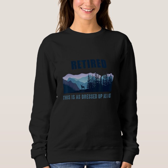 Sweatshirt Retraité Avec Montagnes Et Elans Ou Cerfs (Devant)