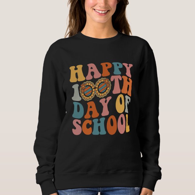 Sweatshirt Retro 100 Days Of School Teacher Boys Girls 100th  (Devant)