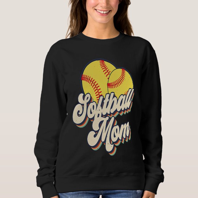 Sweatshirt Retro 70s Softball Mom Cute Player Mama Team Sport (Devant)