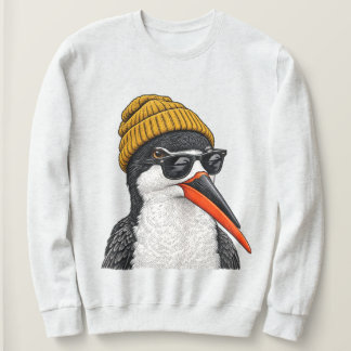 Sweatshirt Rétro 90s Bec-en-ciseaux noir Montre d'oiseau côti