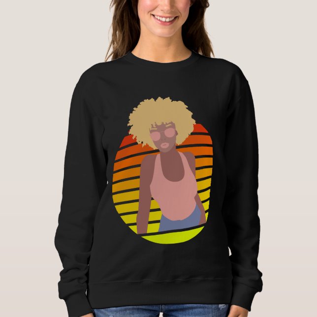 SWEATSHIRT RETRO AFRO QUEEN - REINE AFRO-AMÉRICAINE (Devant)