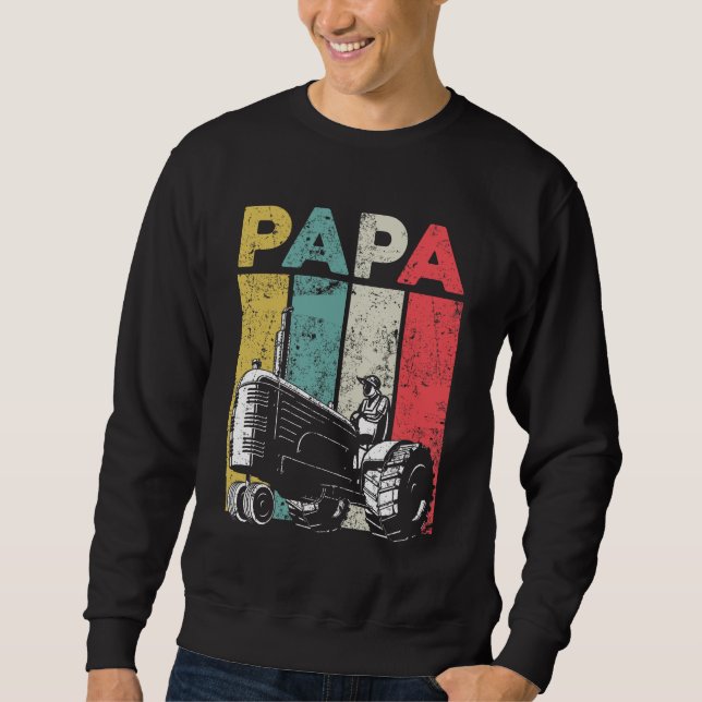 Sweatshirt Rétro Agriculture Papa Tracteurs Fermier Père (Devant)