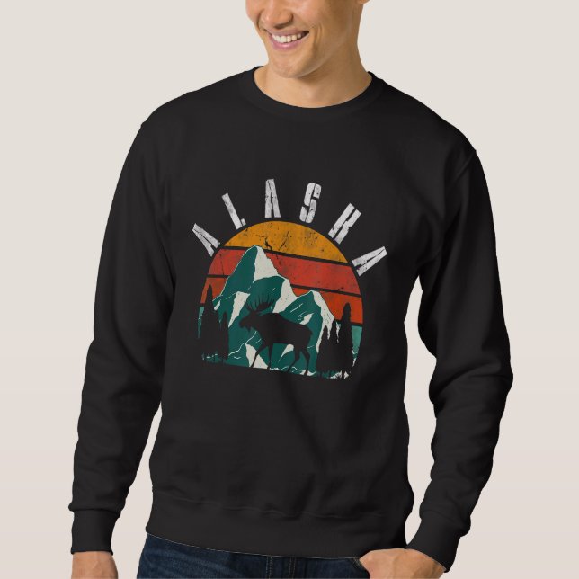 Sweatshirt Rétro Alaska Mountains Wildlife Moose (Devant)