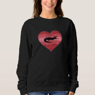Sweatshirt Retro Alligator Valentines Day Heart Love Womens