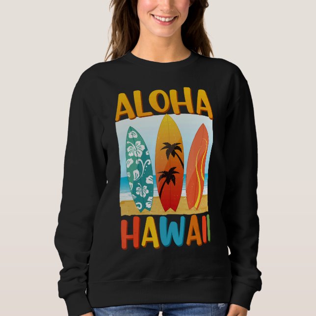Sweatshirt Retro Aloha Hawaii Hawaii Île Hawaii Surf Surf (Devant)