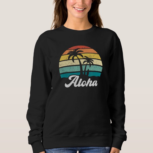 Sweatshirt Retro Aloha Hawaii Hawaii île Palm Tree Beach (Devant)