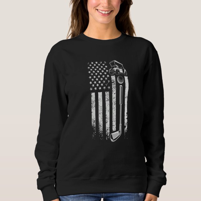 Sweatshirt Retro American Flag Golf - Gift for Golfer - Funny (Devant)