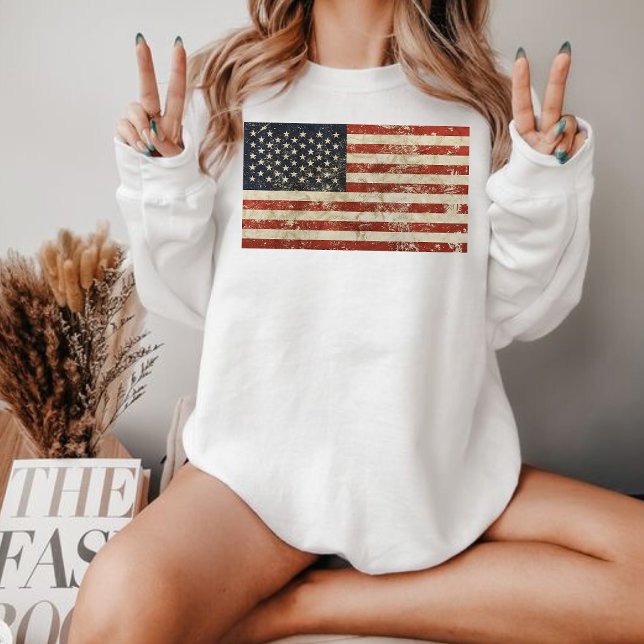 Sweatshirt Retro American Flag Sweatshirt, Vintage USA Flag (Créateur téléchargé)