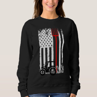Sweatshirt Retro American Flag Tractor Men Women Tractor Farm