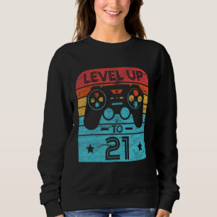 Sweatshirt Retro Anniversaire Jeu Vidéo 21 Ans Gamer Niveau
